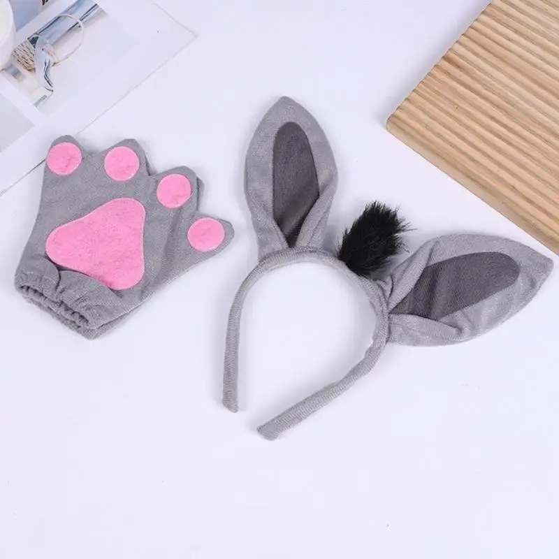 Disfraz Animal burro 39BB, incluye diadema, cola, pajarita, nariz, disfraz juego rol animales Halloween, para
