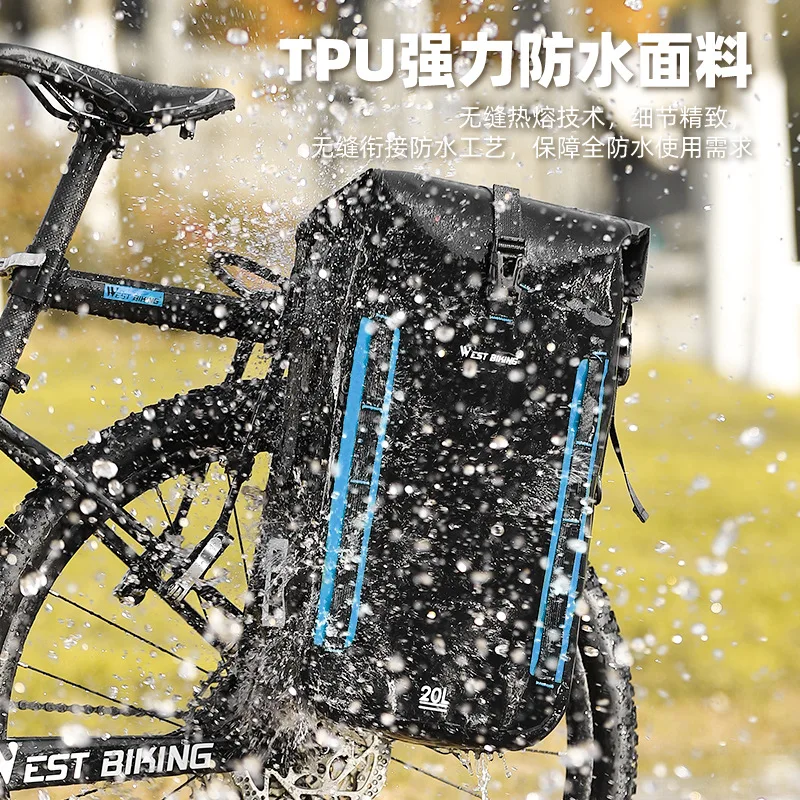 

Bicycle Unilateral Waterproof Pack 20L Large Capacity TPU Shelf Bag Mountain Bike Equipment G1053
