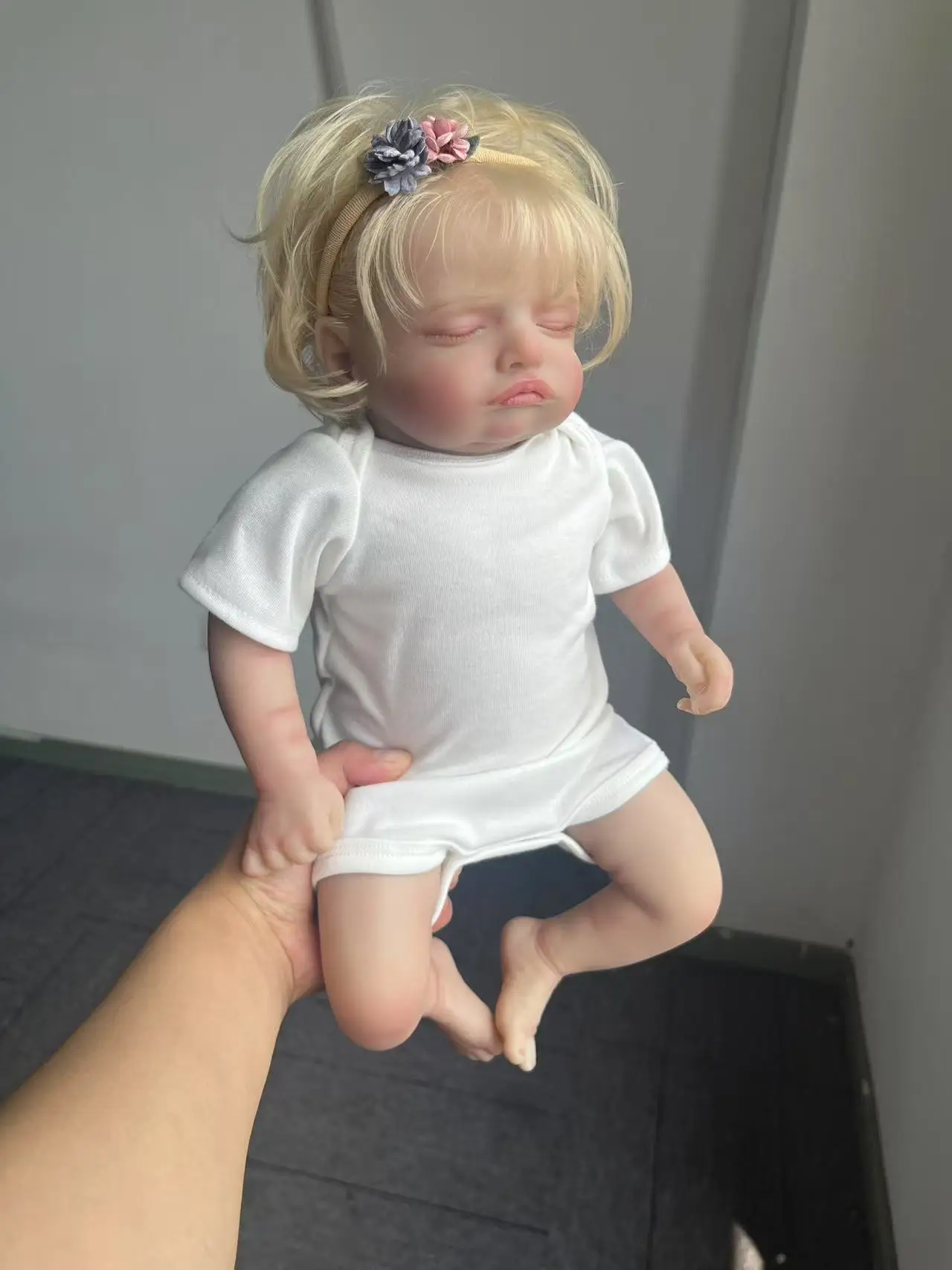 

18inch Already Finished Reborn Baby Doll Rosalie with Blonde Hair Soft Newborn Sleeping Baby Handmade Art Dolls Visible Veins