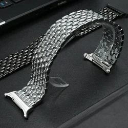 Luxury Men Metal Strap for Samsung Galaxy Watch 7 Ultra 47mm Stainless Steel Band for Galaxy 7 47mm NO Gaps Curved End bracelet