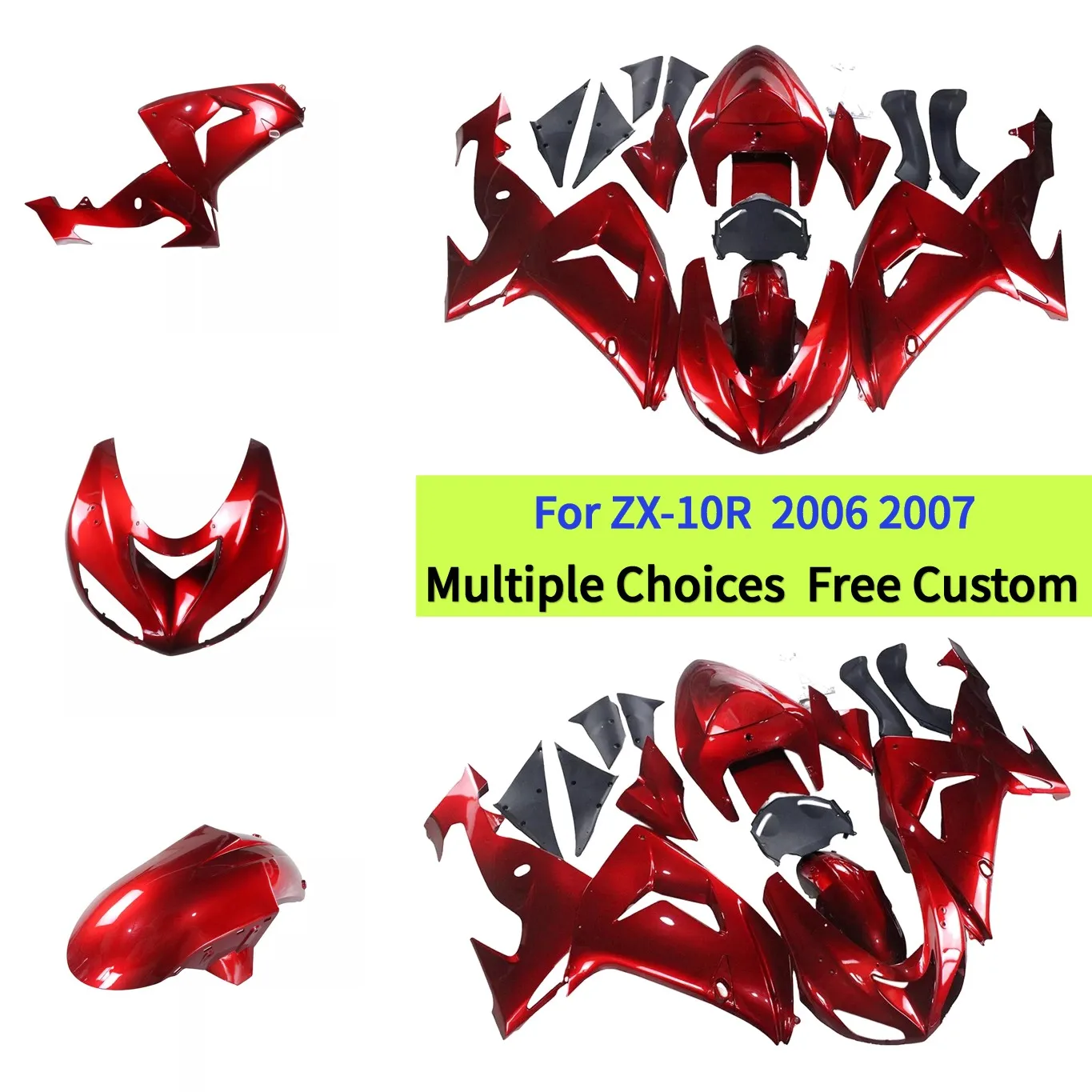 

Комплект обтекателей для Kawasaki ZX-10R 2006-2007, цвет Cherry Red, из АБС-пластика, литьевые панели кузова