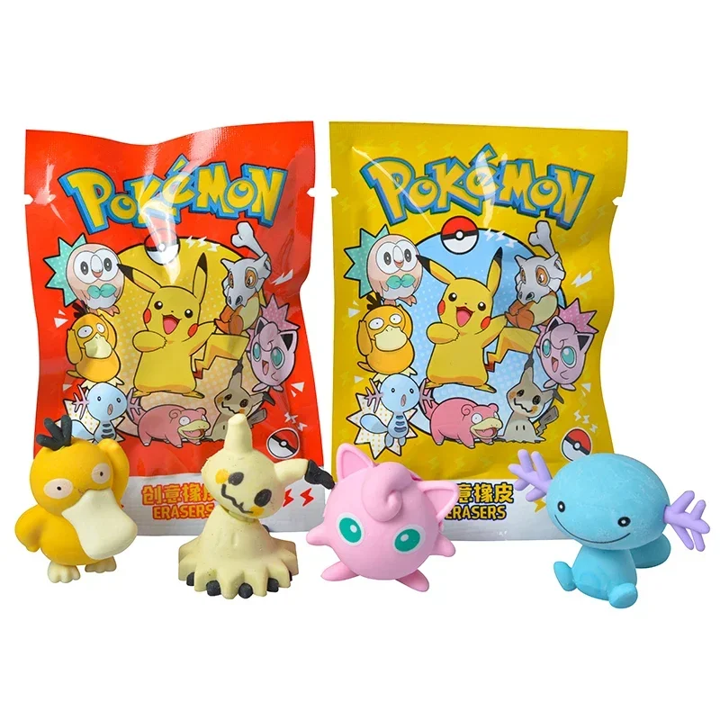 Anime Pokemon Blind Box Eraser Kawaii Pikachu Action Figure Model Doll Student Stationery Toy For Children's Gifts