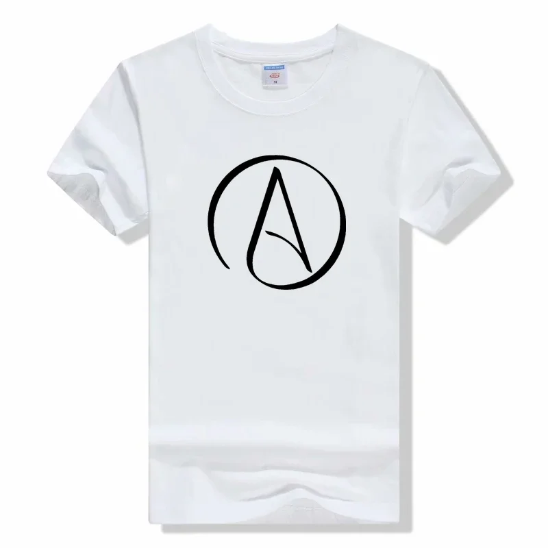 Funny Tshirt Atheist Symbol Men T Shirt Religion Graphic Tshirts casual Cotton Short Sleeve Tshirt