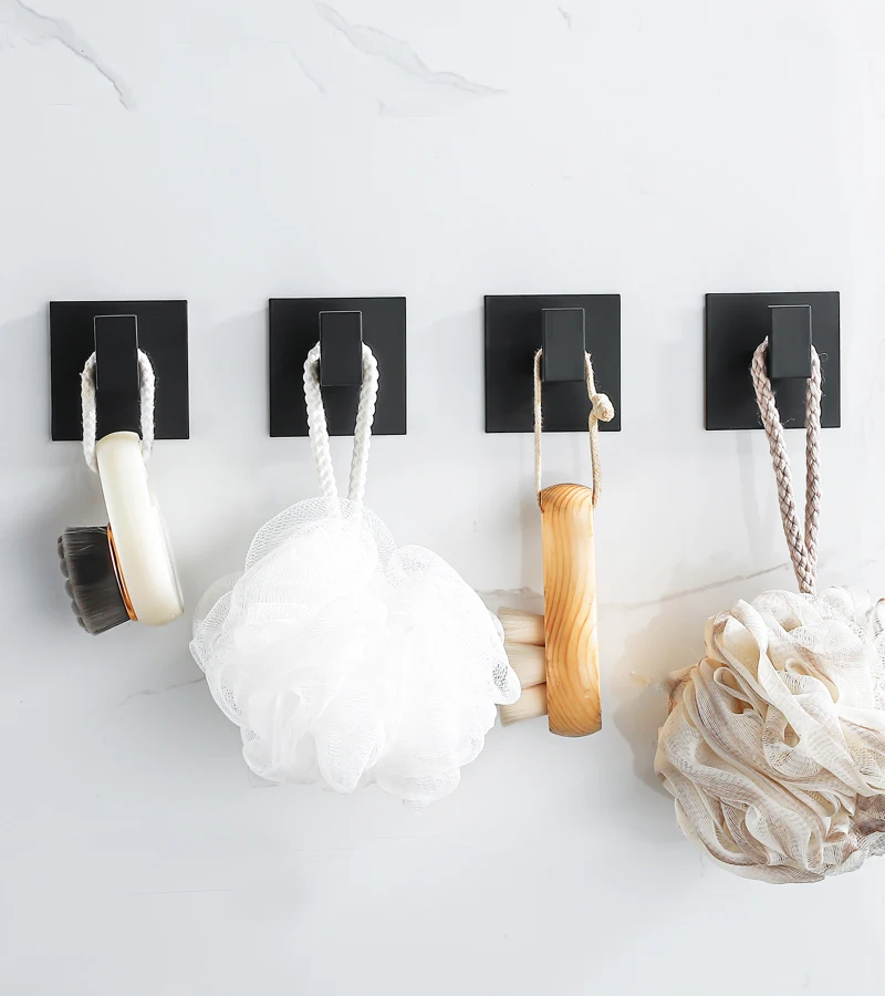 Schwarz Selbst-Adhesive Wand Haken Für Hängen Schlüssel Kleiderbügel Tür Robe Haken Mantel Rack Handtuch Halter Bad Zubehör – Detail 6