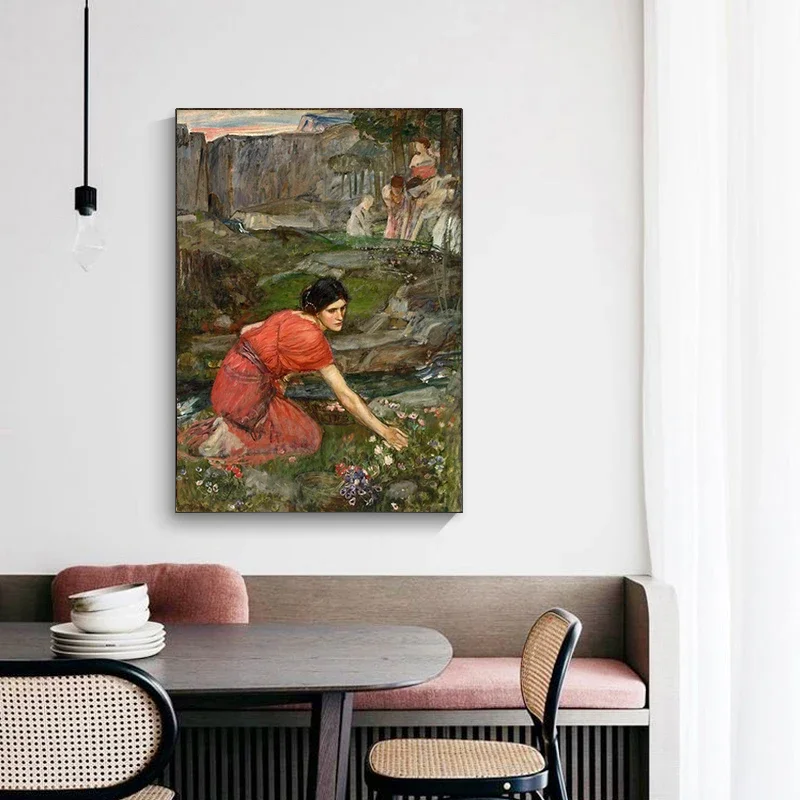 William Waterhouse《Maidens picking flowers》Canvas Art Oil Painting World Famous Artwork Picture Wall Decor Home Decoration