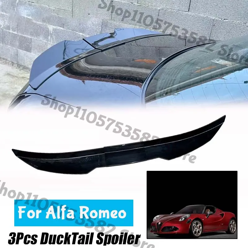 3Pcs Ducktail High Kick Trunk Spoiler For Alfa Romeo Universal Rear Boot Wing For Multi Models Car