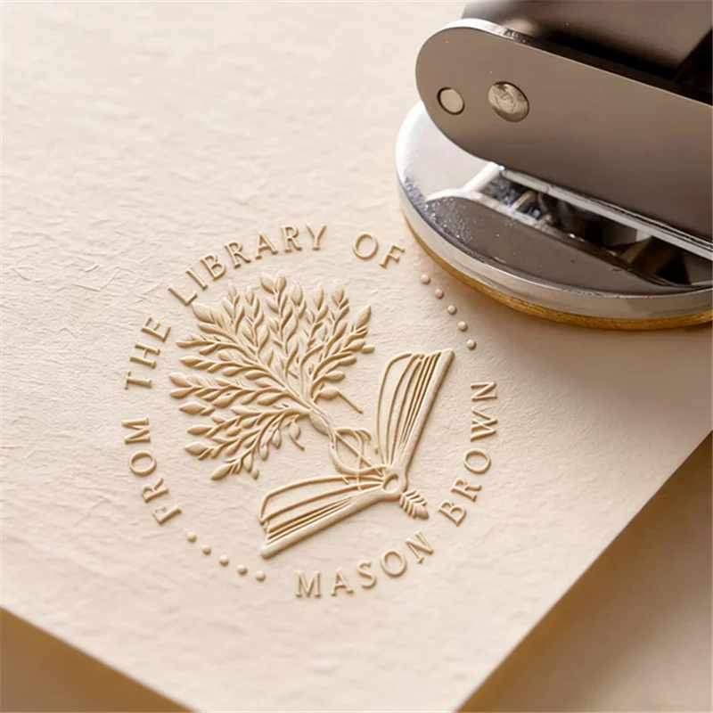 Timbre en relief personnalisé, sceau de gaufrage de livre personnalisé, Logo d'invitation de mariage, timbres en papier de gaufrage personnalisés
