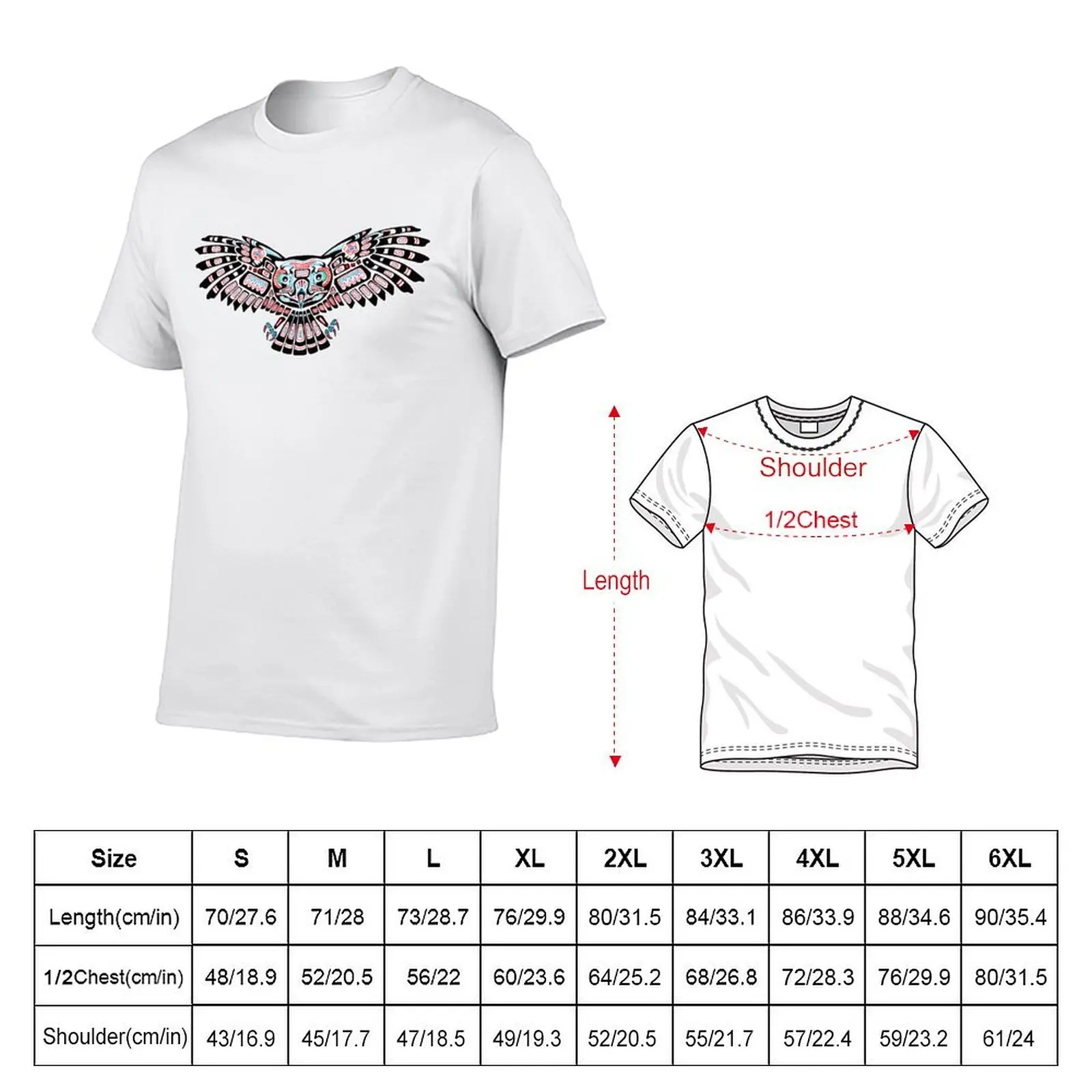 Mystic Owl in Native American Style art T-Shirt Plus Size Basic Cotton T-Shirt