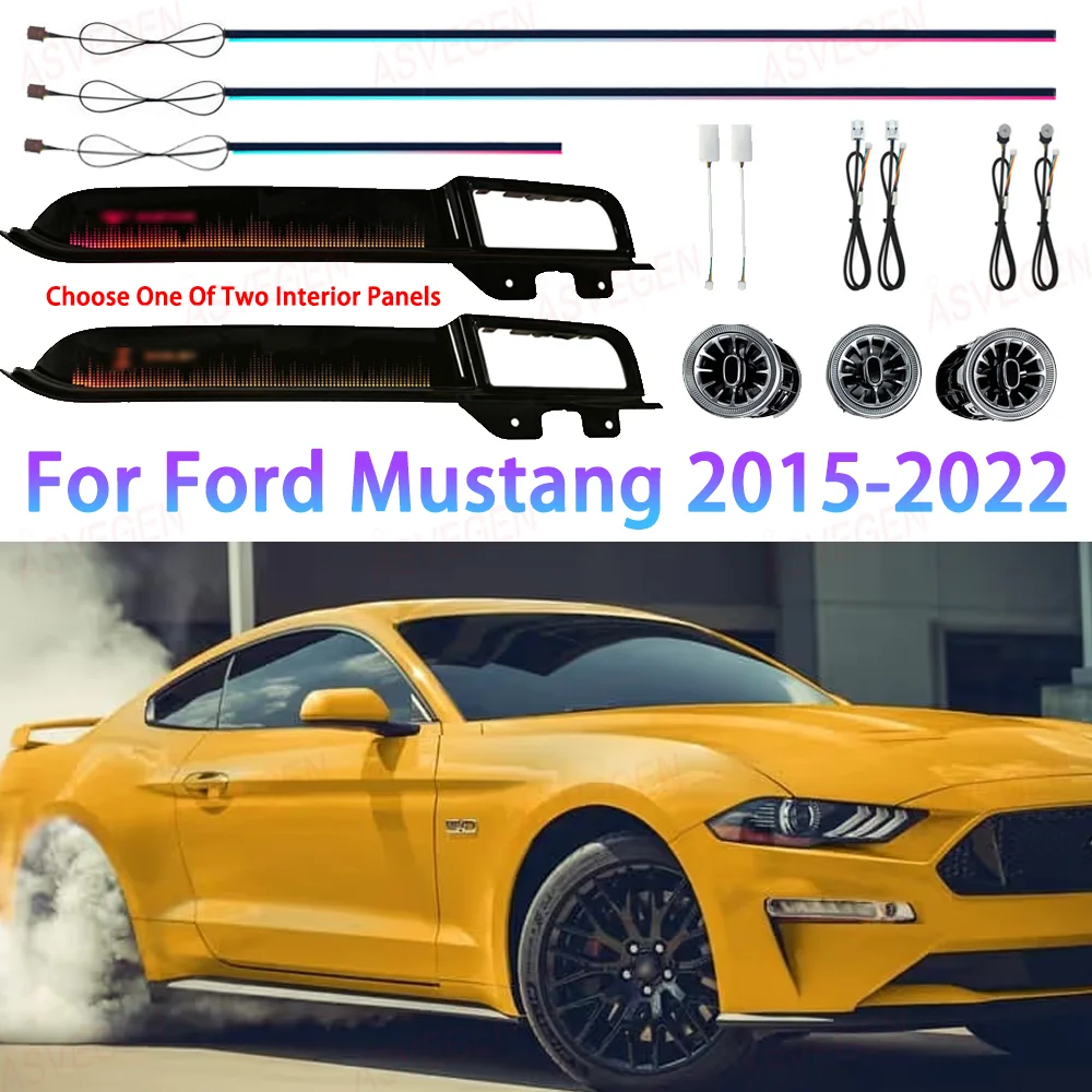 App Control Ambient Light For Ford Mustang 2015-2022 13 LEDs Rainbow RGB Passenger Trim Kit Interior Neon Decorative Atmosphere