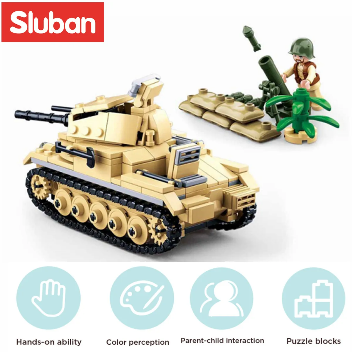 Sluban Building Block Toys WW2 Army Panzer II Tank 356PCS Bricks B0691 Military Construction Compatbile With Leading Brands