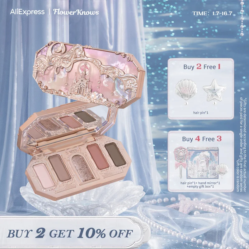 

Flower Knows Moonlight Mermaid Series Jewelry Eyeshadow Palette Five-Color 6.3g