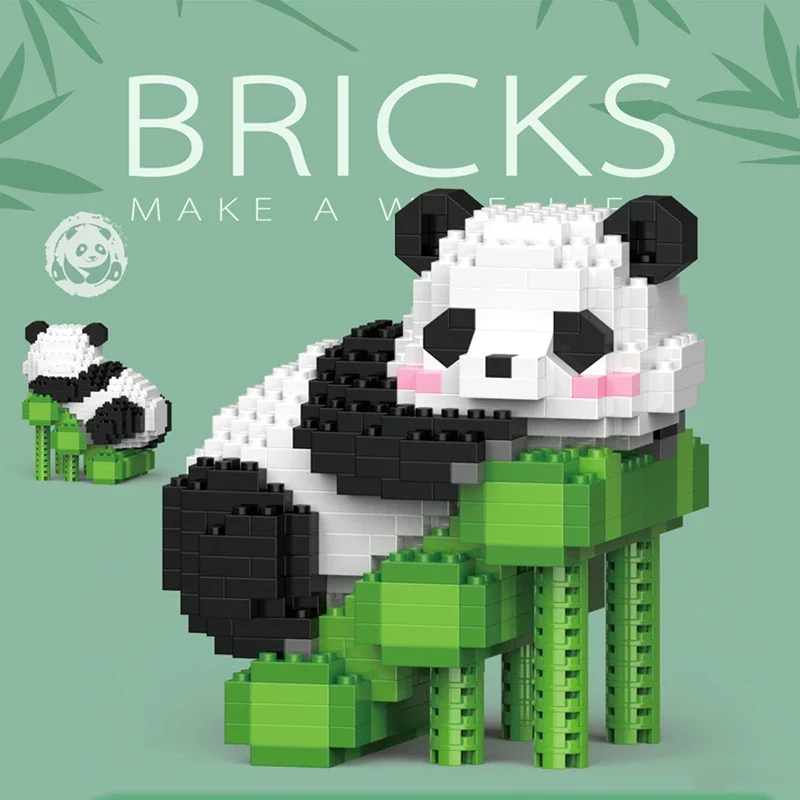 Cute Chinese Panda Building Blocks Sets DIY Educational Assembly Toys Bricks Mini Animals Model MOC Kids Christmas Birthday Gift