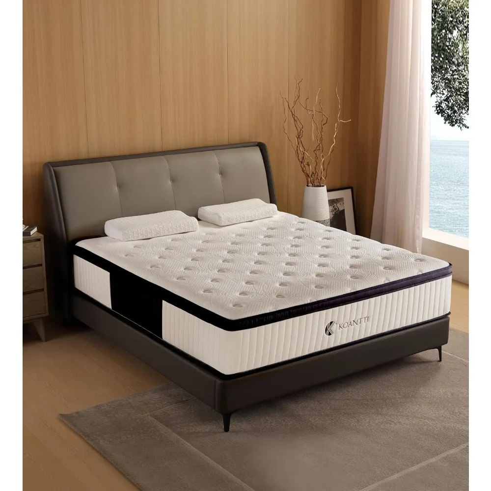 

King Size Mattress,14 Inch Memory Foam Hybrid White King Mattresses,Pocket Spring in a Box for Sleep Supportive Pressure Relief,