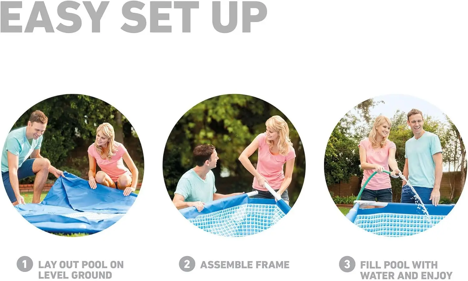 إطار مستطيل مقاس 14.75 × 86 بوصة × 33 بوصة فوق الأرض في الفناء الخلفي لحمام السباحة مع صمام التحكم في التدفق للتصريف السريع، أزرق #4