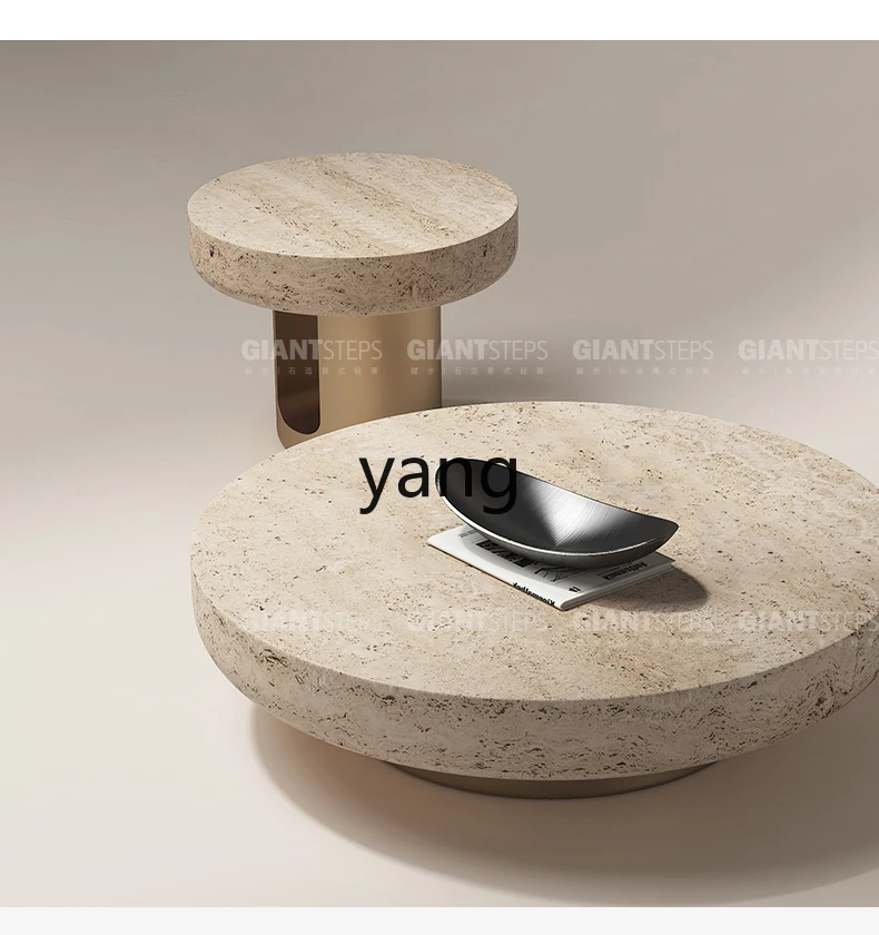 LMM natural marble edge table living room light luxury stainless steel sofa coffee table household