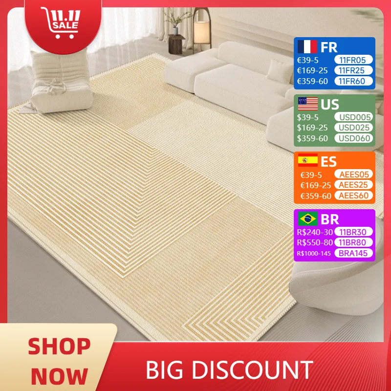 Carpet for Living Room Light Luxury Coffee Table Rugs Simple Large Area Art Line Soft Bedroom Bedside Floor Mats Alfombra 주방 카펫