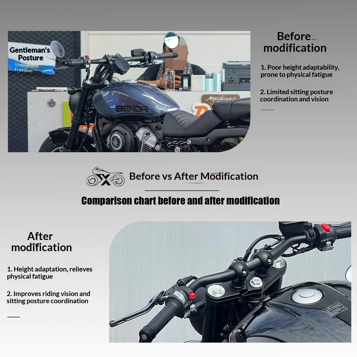 【Premium】For Greystone 250 vertical cruise motorcycle retro faucet column front handlebar base fixed code 32 caliber stem