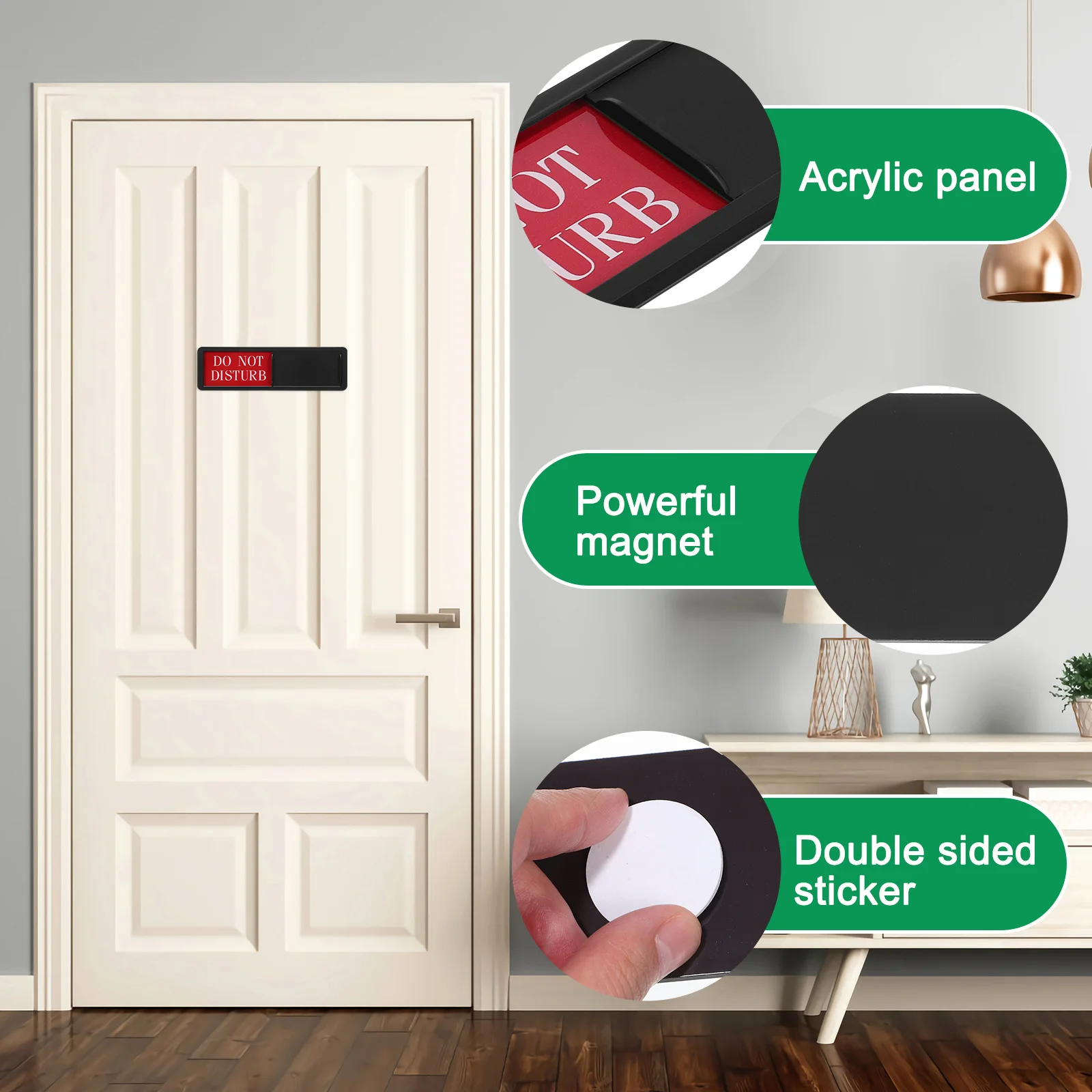 2 Pcs Door Sign Do Not Disturb Welcome Please Knock Clear ABS Easy Install Adjustable Slider Privacy Sign Office Home Hotel Room