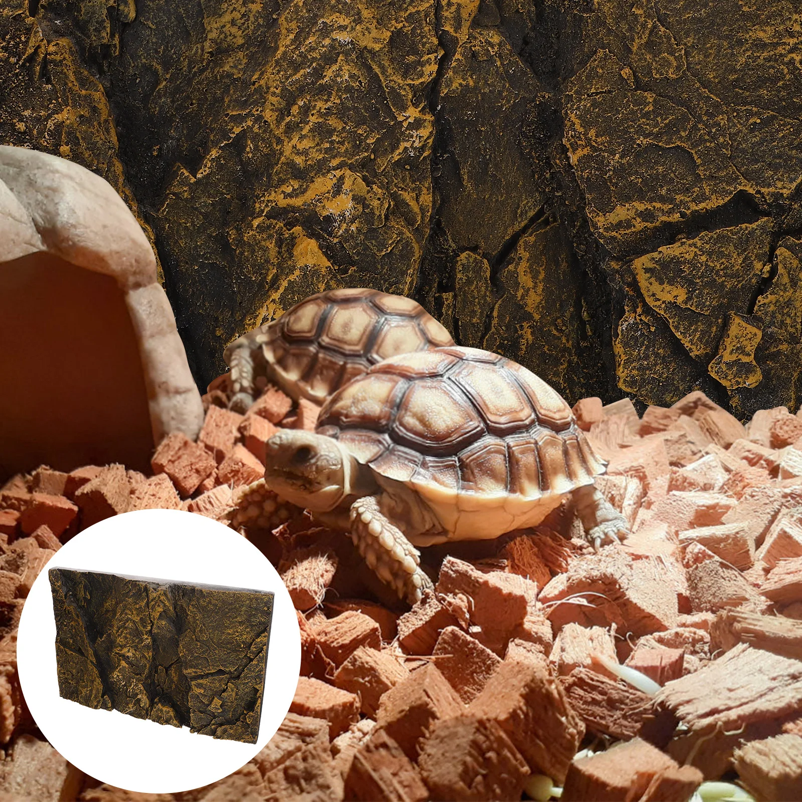 

Reptile Terrarium Background 3D Lifelike Habitat PU Material Safe Practical Aquarium Backdrop 3D Aquarium Background