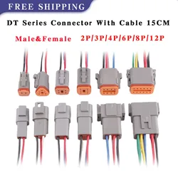 5/20/100 Sets Deutsch DT Series Connector With Cable 15CM DT-2P/3P/4P/6P/8P/12P Automotive Electrical Waterproof Docking Plug