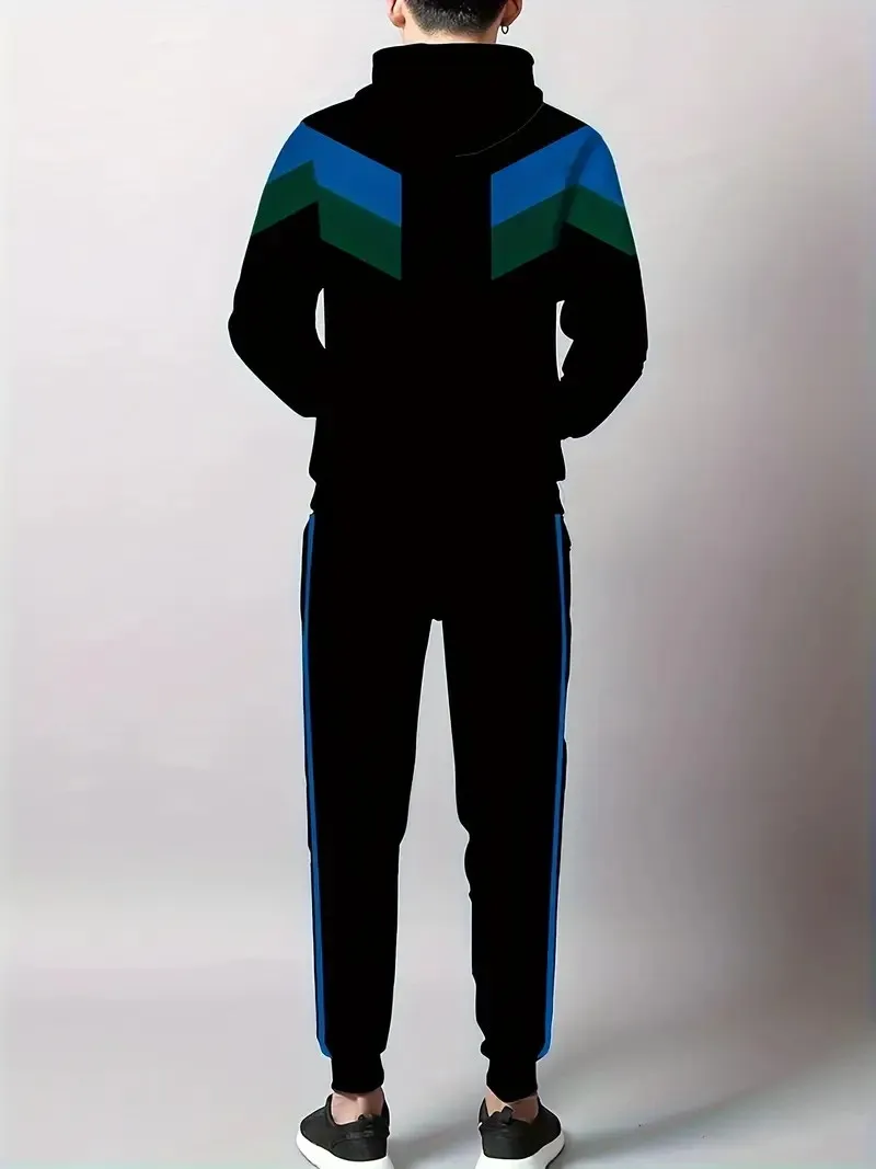 The new men's set for Spring and Autumn 2025 features a casual fashionable soft and comfortable 3D pattern print