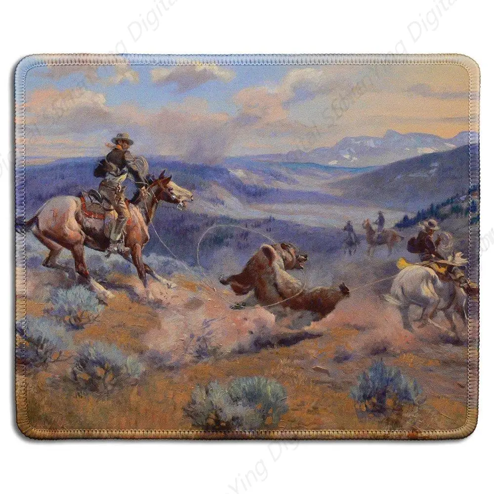 

Art Mouse Pad Natural Rubber Mouse Pad Famous Art Painting Rings and Horses Stronger than Lead Suitable for Computer Office