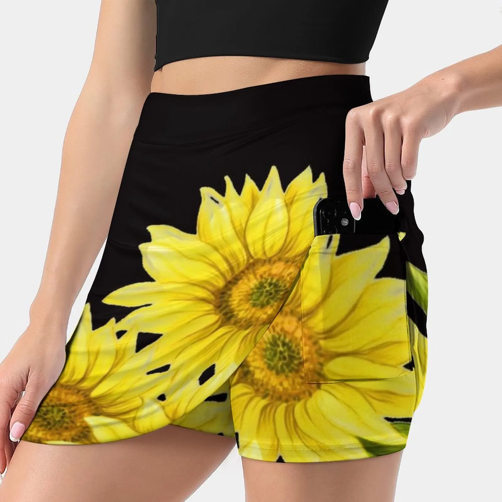 Painted Yellow Sunflower Korean Fashion Skirt Summer Skirts For Women Light Proof Trouser Skirt Painted Yellow Sunflower Yellow