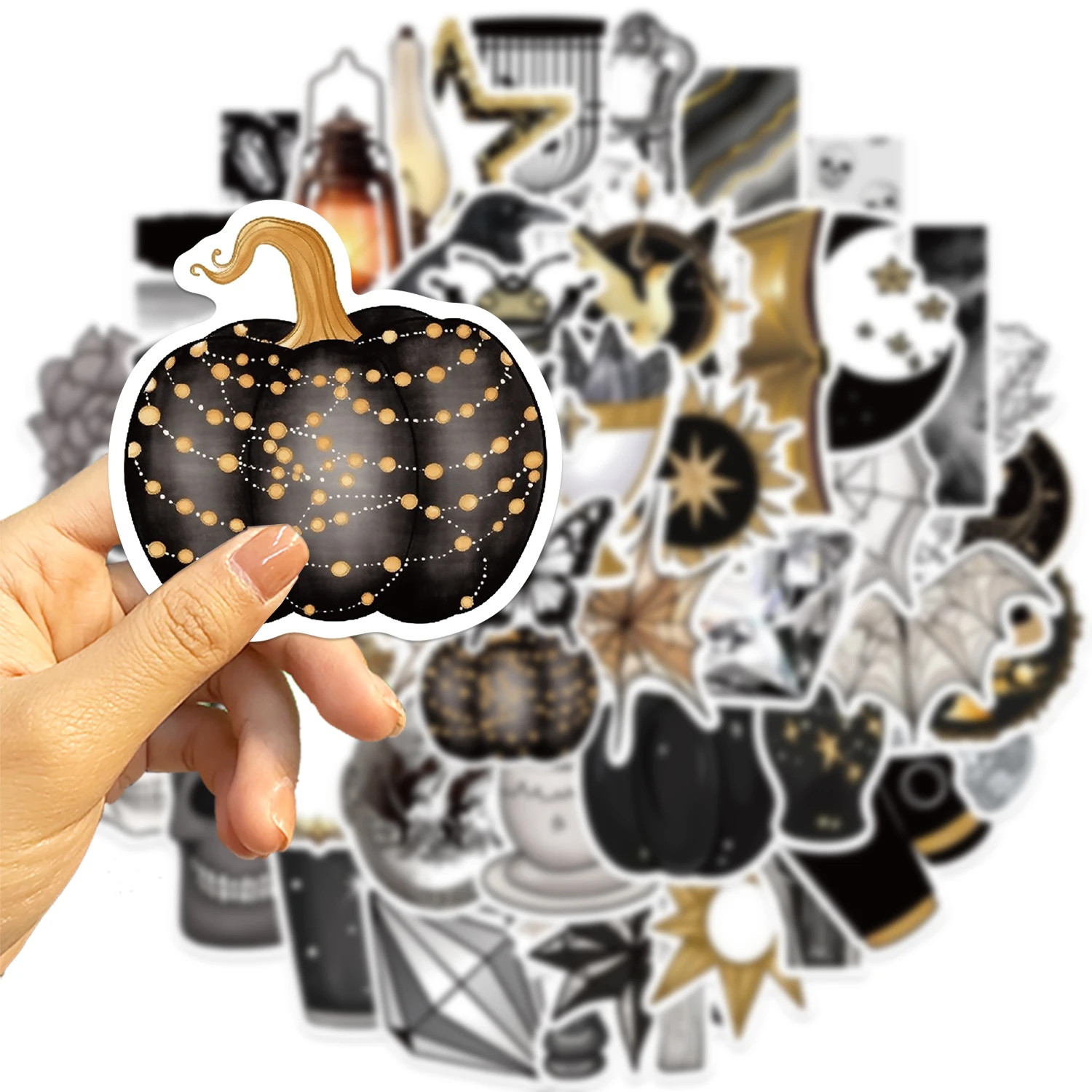 50PCS Gothic Gold Sticker PVC Decoration For Scrapbooking Aesthetic Children Korean Stationery School Supplies for Kids Stickers