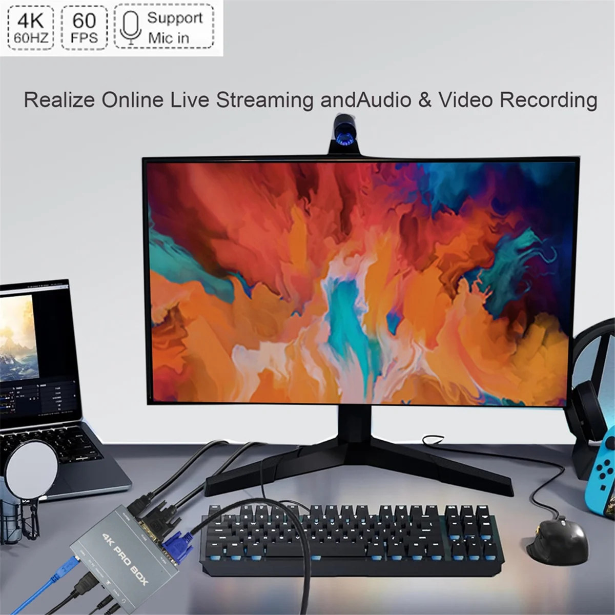 

DVI VGA HDMI-Compatible to Usb3.0 Capture Card 4k Pro Box Hd Video Capture Device Loop Out 1080p 60fps Plug and Play_A02I