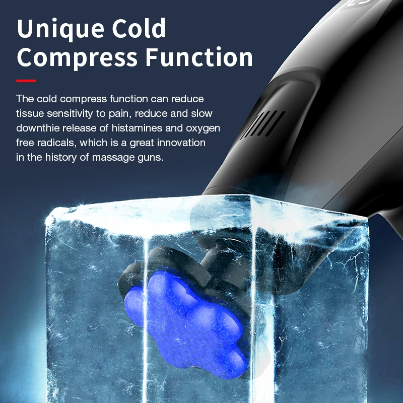 MUKASI Icy Cold Compress Massage Gun Electric Percussion Pistol Massager For Body Neck Back Sport Deep Tissue Muscle Relaxation