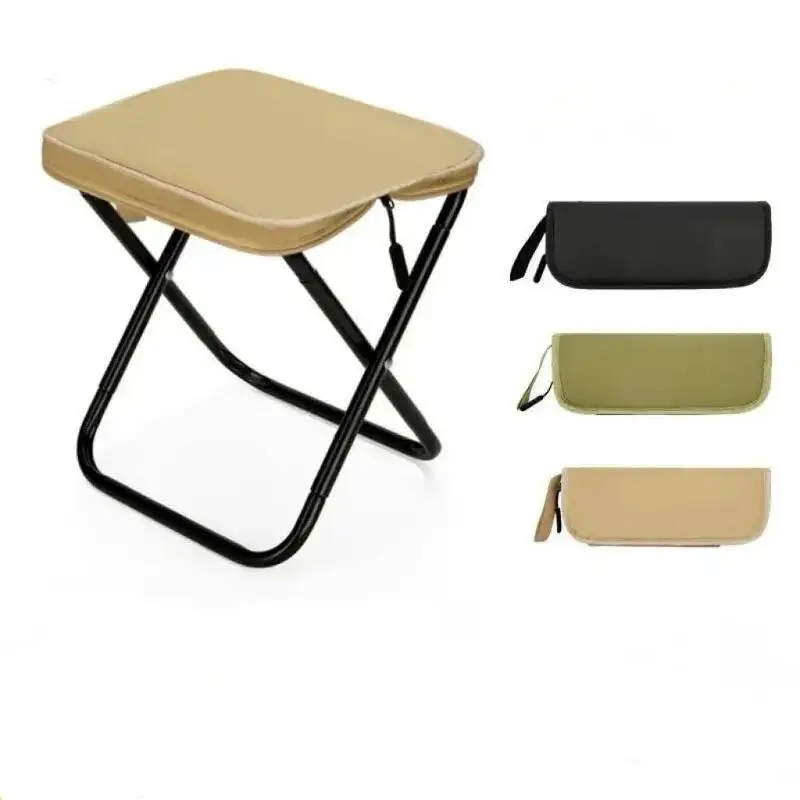New Outdoor Pencil Case Folding Stool Portable Handbag Camping Picnic Ultra Light Train Queue Chair