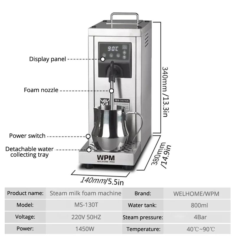 Montalatte commerciale Touch screen LCD intelligente Macchina per bollire l'acqua Attrezzatura per schiuma di latte per acqua calda e acqua fredda