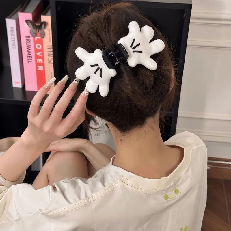 디즈니 미키 마우스 스티치 인형 봉제 손바닥 집게핀 여자아이 머리핀 장식 포니테일 클립 귀여운 여자아이 생일 선물