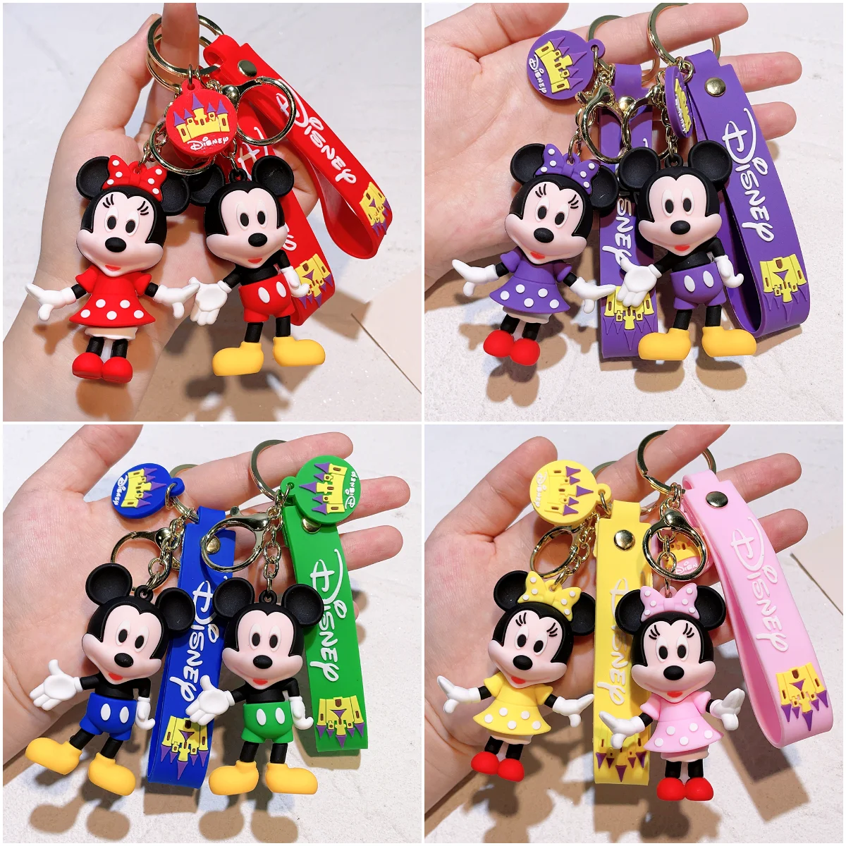 Anime Mickey Keychain Cartoon Stitch Minnie Keyring Student Bag Hanging All-match Car Key Chain Christmas Gifts Mario Keychain