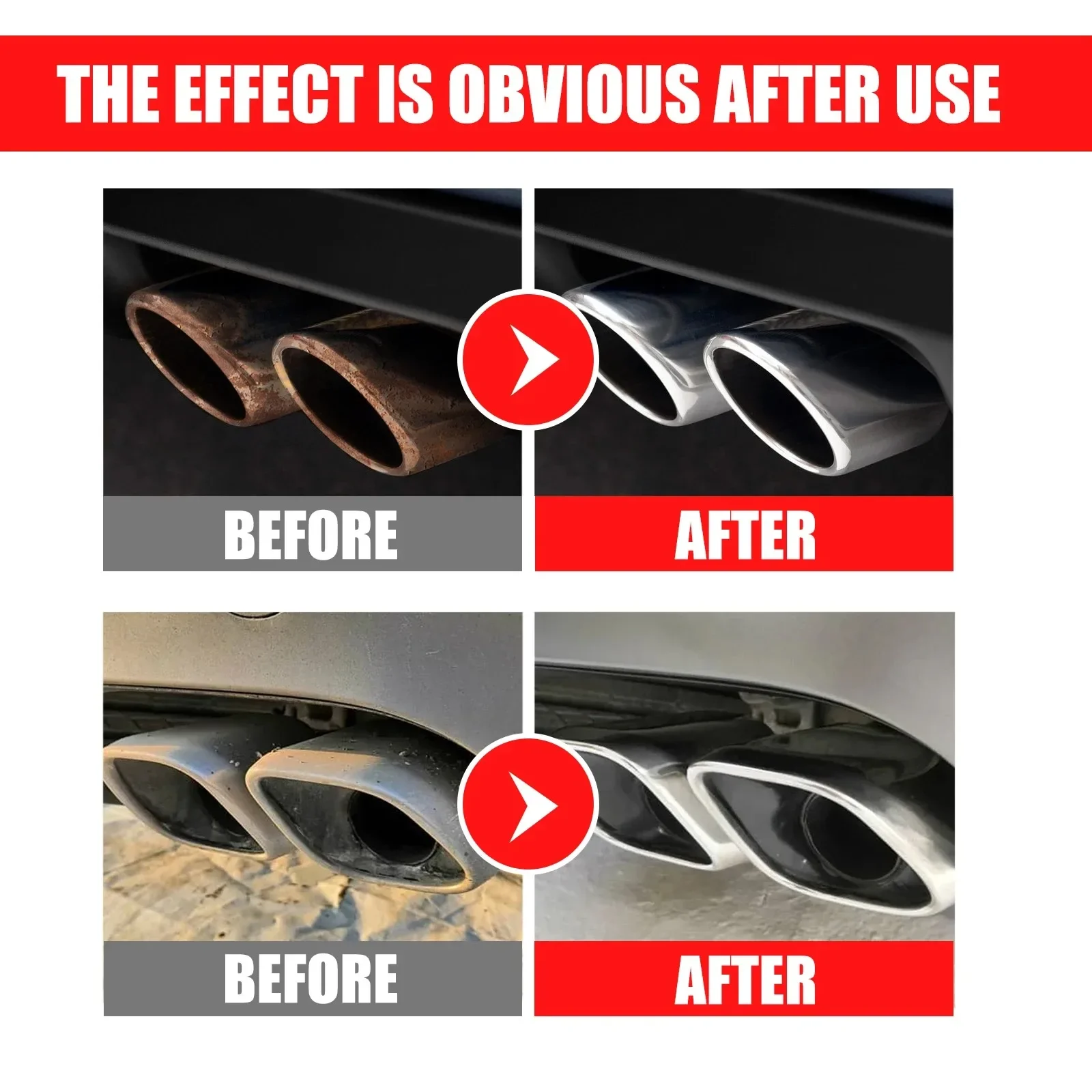 Auto Exhaust Pipe Polish Paste Stainless Steel Chrome Cleaner Rust Removal Cream Motorcycle Muffler Tip Brightening Compound