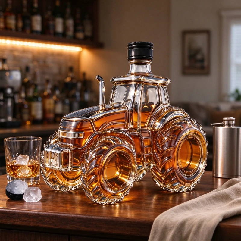 Tractor Shaped Whiskey Decanter Creative Glass Liquor Bottle for Bar Home Decor Unique Gift for Tractor Farmer Whiskey Lovers