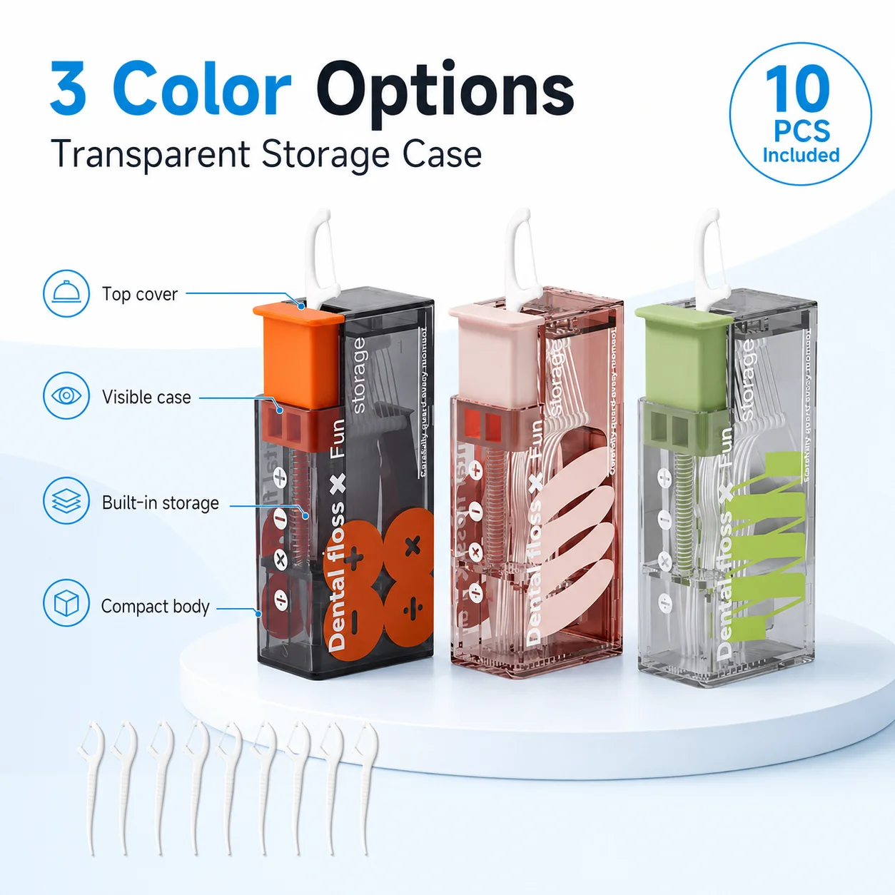 1PC Portable Tooth Floss Case Refillable Dental Floss Dispenser Box Dustproof Oral Cleaning Holder For Travel Office Bathroom