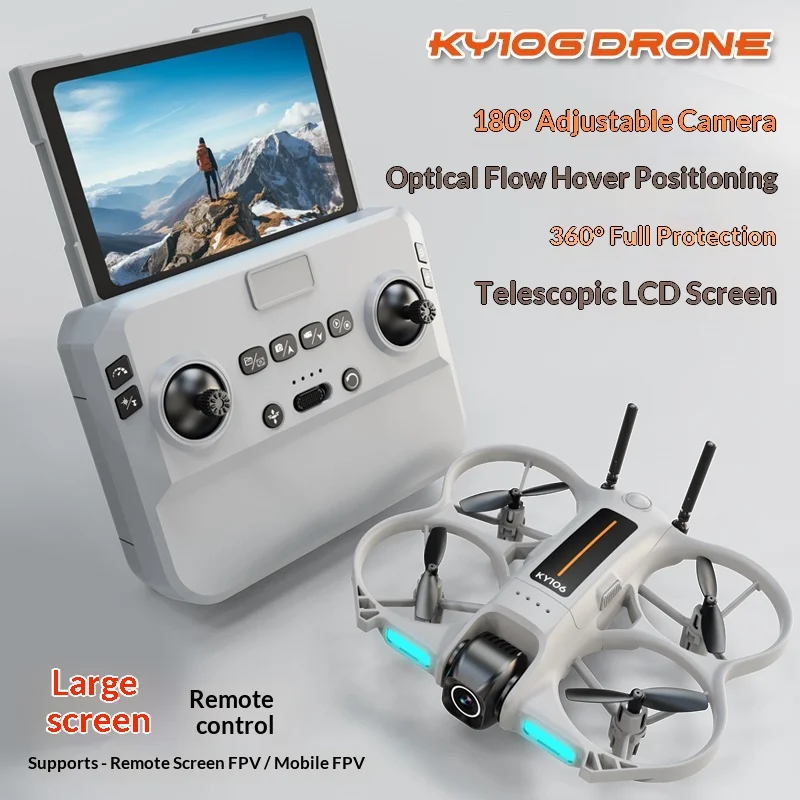 KY106 MAX Drone Quadcopter Hd Camera 180 Adjustable Lens Optical Flow Positioning Screen Remote Controller Propeller Protection