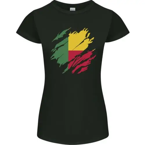 Torn Benin Flag Beninese Day Football Womens Petite Cut T-Shirt