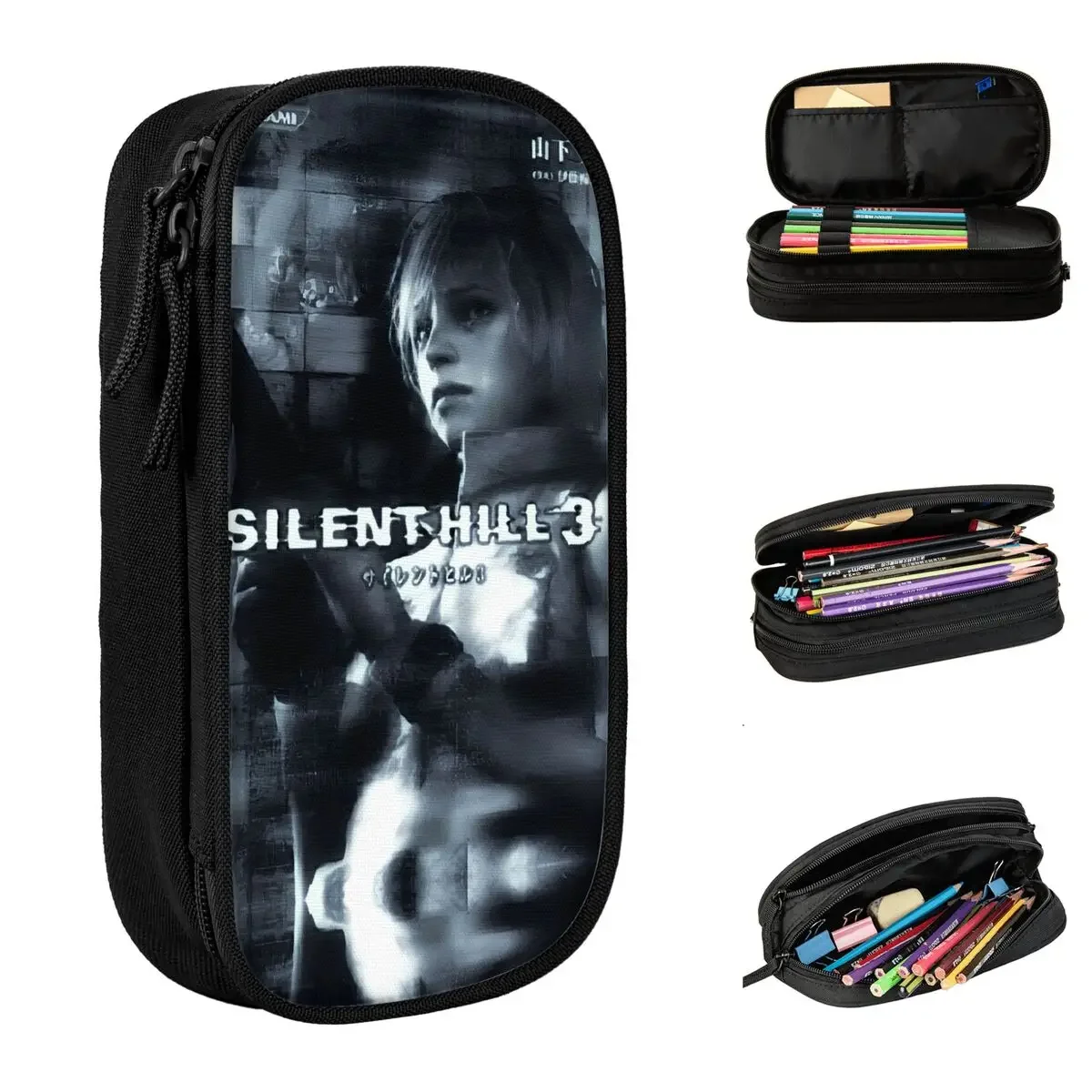 

Horror Games Silent Hill Pencil Cases Pen Holder Bags Girl Boy Large Storage Students School Gift Pencil Box