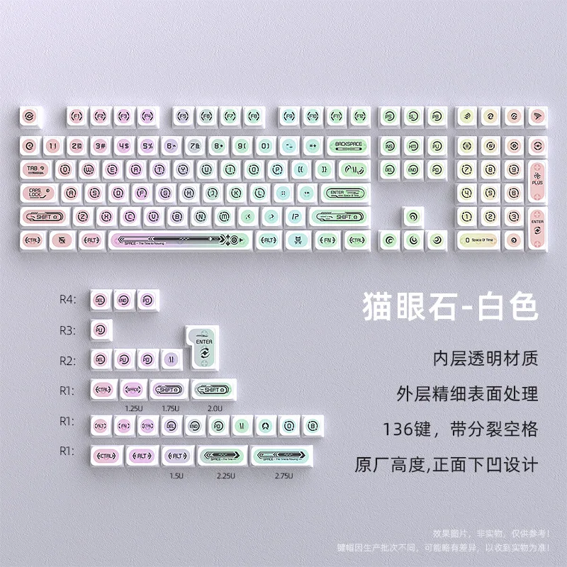 Spot cross-border stone white keycaps Original small full set of mechanical keyboards Sublimation customization