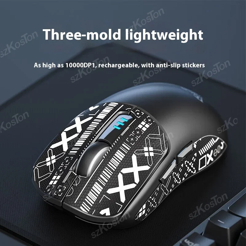 Wireless Mouse Tri-mode 2.4G Wireless/2 BT5.0/USB-C Wired Connection Rechargeable Gaming Mouses 10000 DPI for Office PC Laptop