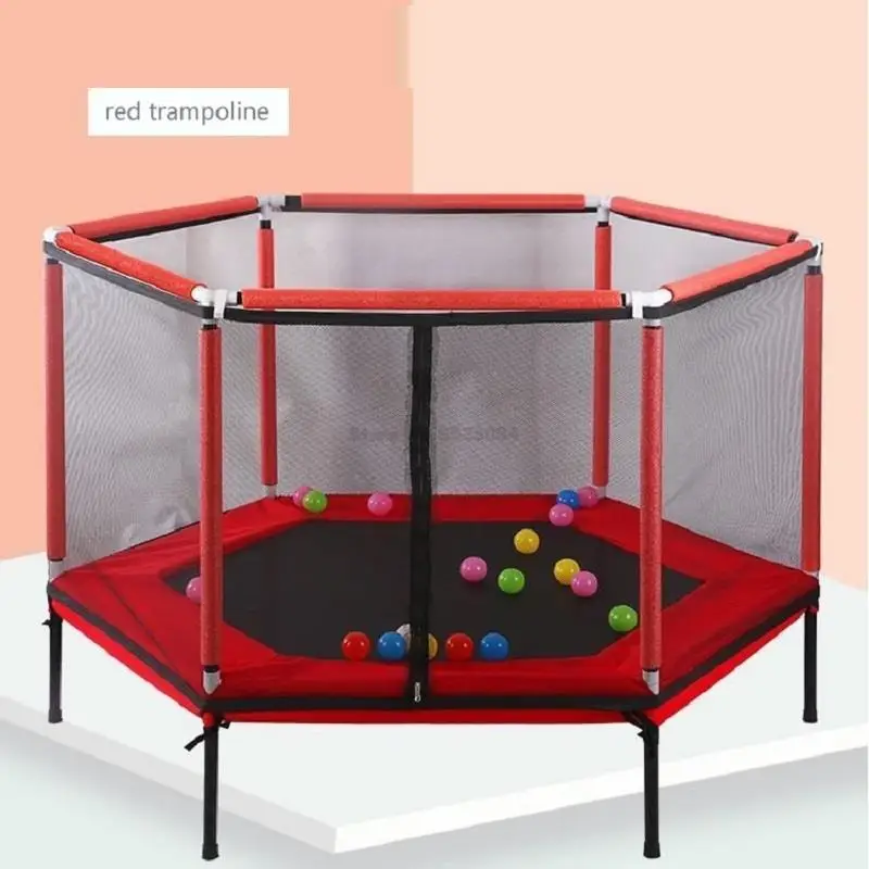 Trampoline for Children Exercise Trampoline with Protective Net Equipped Indoor Sports Entertainment Support 120 KG