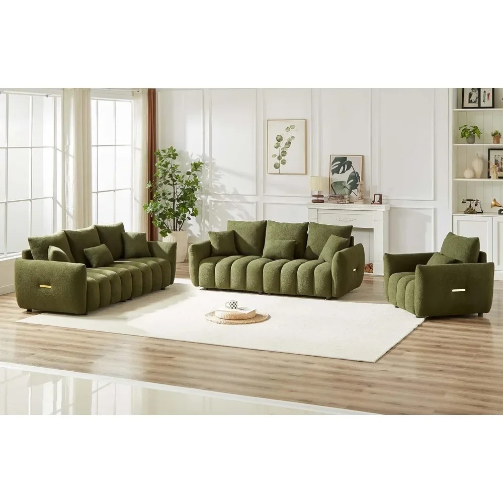 Sofá de 82", sofá confortável em nuvem de pelúcia com assento profundo, sofá estofado de 3 lugares, loveseat grande