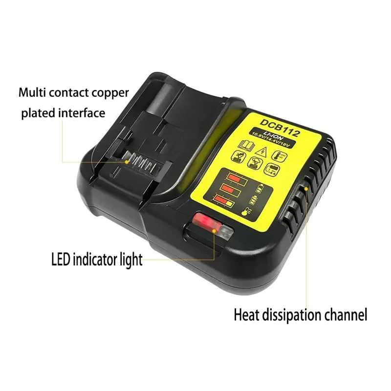 DCB112 Li-Ion Battery Charger For Dewalt 10.8V 12V 14.4V 18V 20V DCB200 DCB101 DCB115 DCB107 DCB105 DCB140 DCB118 DCB102 DCB104 - view 5