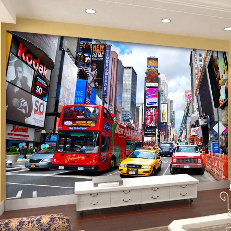 Custom Photo 3D Wallpaper Bus New York Times Mural Office Bedroom Living room sofa TV background wall restaurant study Hotel 8d