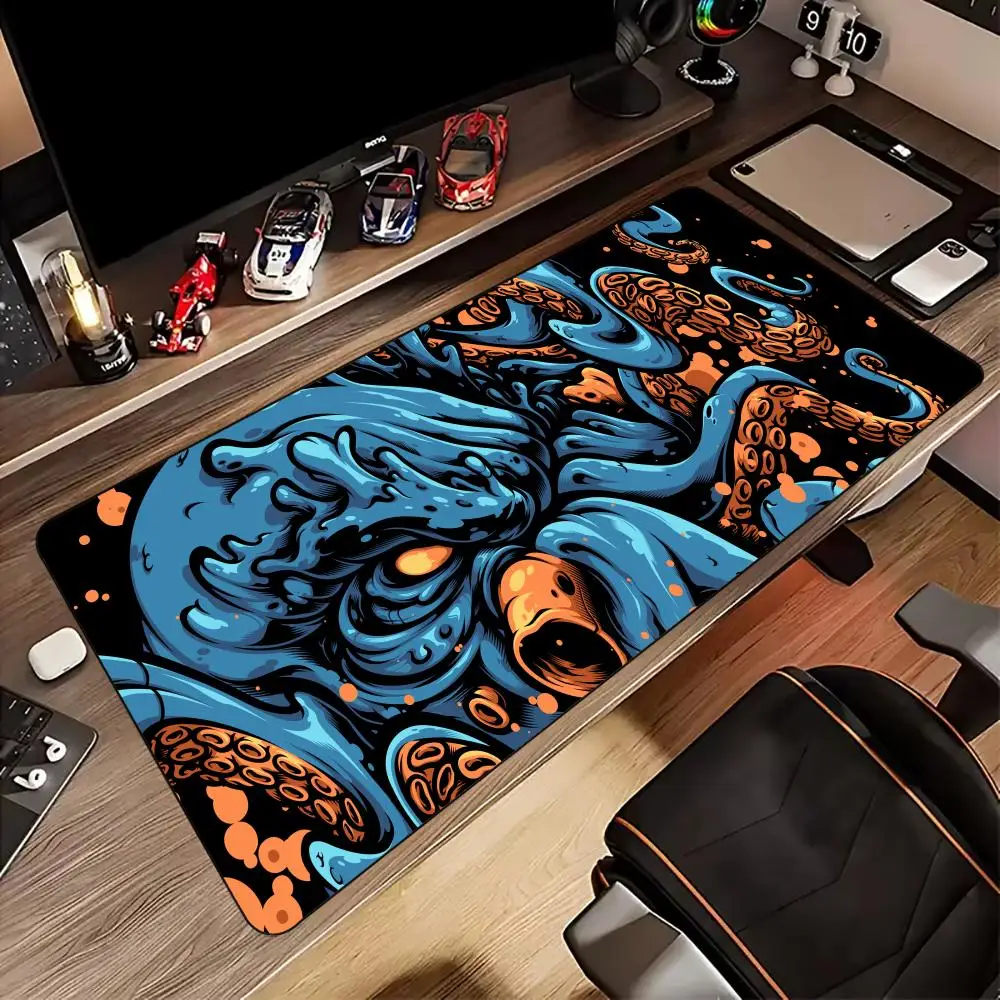 

Fantasy octopus anime Mouse Pad Desk Mat with Stitched Edges non-Slip rubber base gamer pc accessories Gaming mat Extended pad