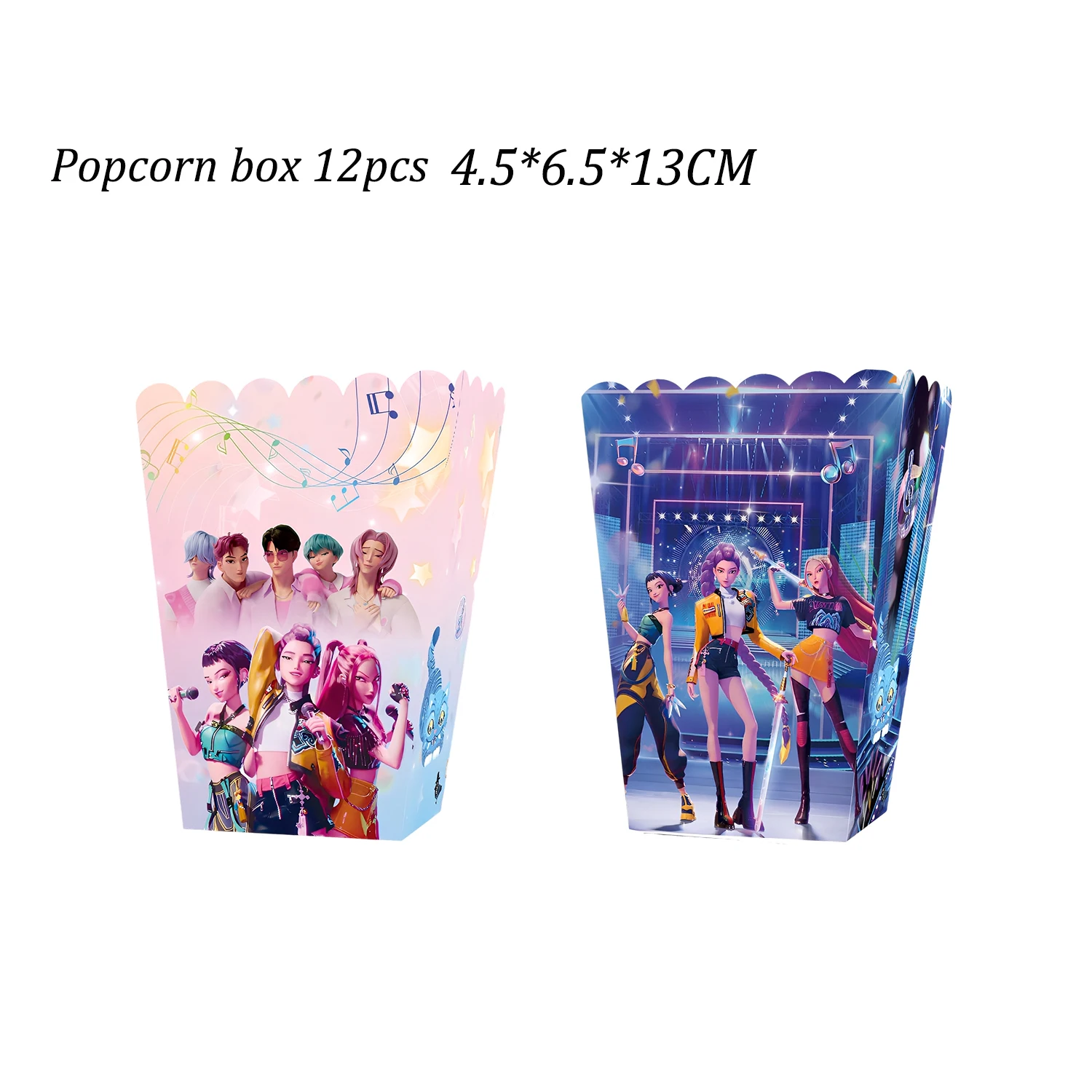 

12/24/36pcs k-pop Demon Hunters Theme Birthday Party Decorations set Popcorn box for Girls or boys Baby Shower Supplies