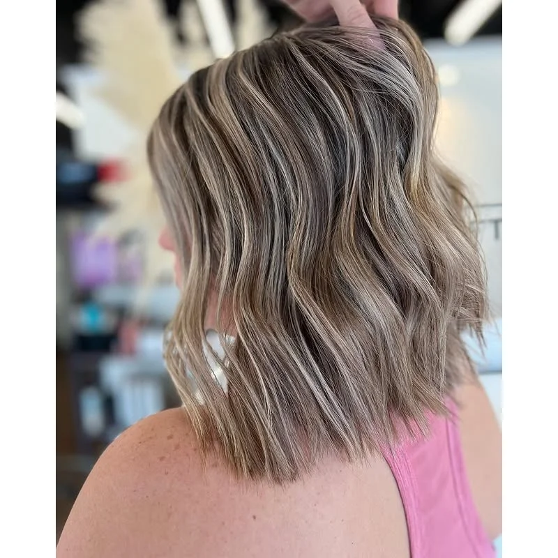 Balayage Ash Brown with Blonde Highlight Wave  Lace Front Wigs