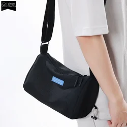 VC Simple Black Men's Shoulder Bag Lightweight Nylon Small Crossbody Bag Campus Travel Storage Bag for Unisex